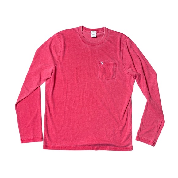 Abercrombie & Fitch Other - Abercrombie & Fitch Mens XXL Red Muscle Long Sleeve Pocket Tee Acid Wash Moose